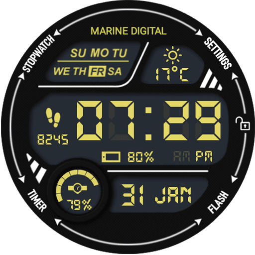 Marine Digital Watch Face