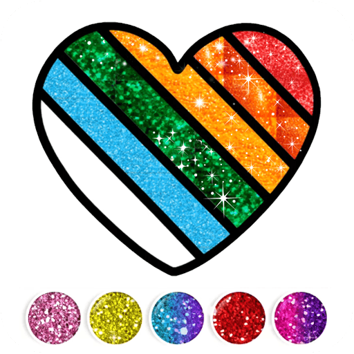 Glitter Heart Love Coloring