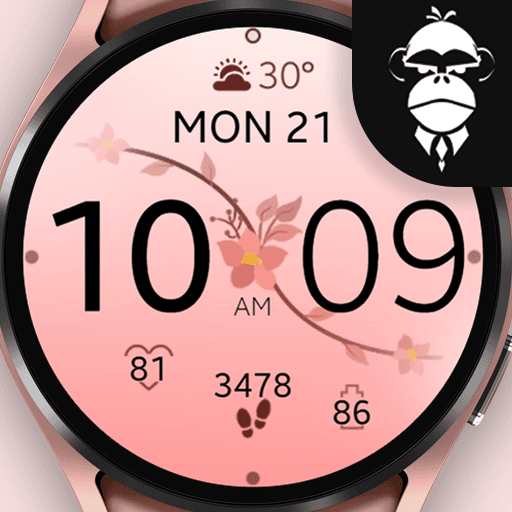 Pink Bloom Digital Watch Face