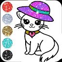 Cute Kitty Coloring Glitter