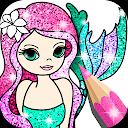 Mermaid Coloring Page Glitter